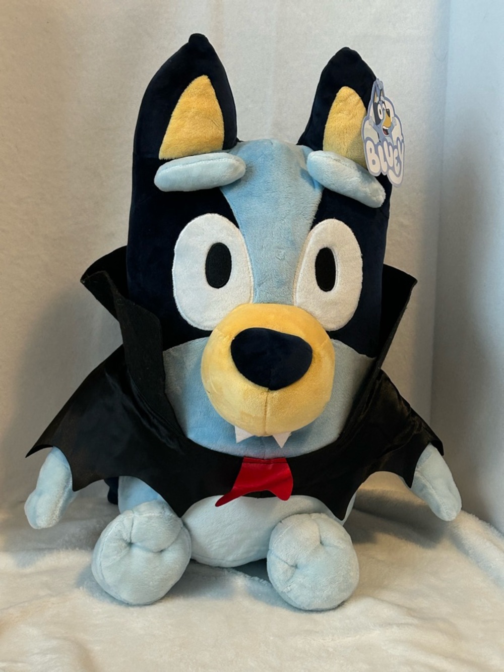 Vampire Bluey Plush Halloween  Plush with Bat Cape-Light Blue, Navy